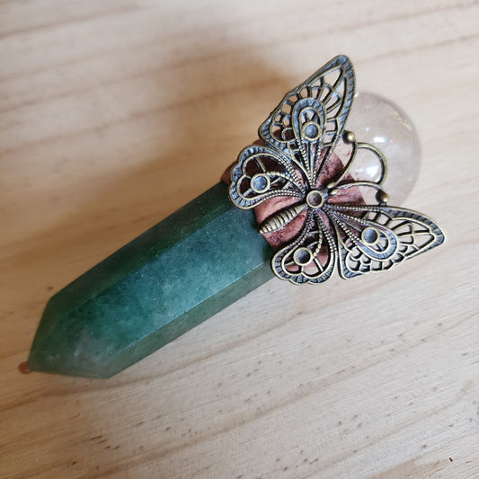 Green Aventurine Butterfly Wand